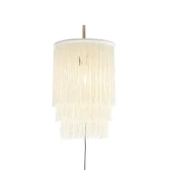 QAZQA Schlafzimmerlampen|Küchenlampen*Orientalische Wandleuchte Gold Creme Schirm mit Fransen - Franxa