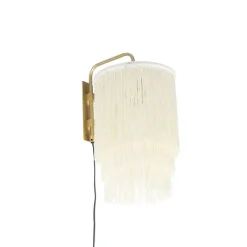 QAZQA Schlafzimmerlampen|Küchenlampen*Orientalische Wandleuchte Gold Creme Schirm mit Fransen - Franxa