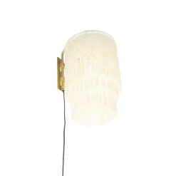 QAZQA Schlafzimmerlampen|Küchenlampen*Orientalische Wandleuchte Gold Creme Schirm mit Fransen - Franxa