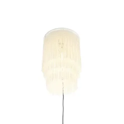 QAZQA Schlafzimmerlampen|Küchenlampen*Orientalische Wandleuchte Gold Creme Schirm mit Fransen - Franxa