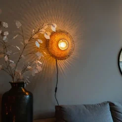 QAZQA Schlafzimmerlampen|Küchenlampen*Orientalische Wandleuchte Rattan 35 cm mit Stecker - Rina