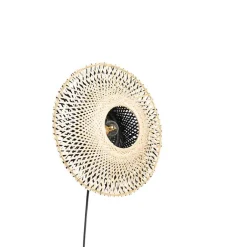 QAZQA Schlafzimmerlampen|Küchenlampen*Orientalische Wandleuchte Rattan 35 cm mit Stecker - Rina
