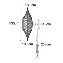 QAZQA Schlafzimmerlampen|Küchenlampen*Orientalische Wandleuchte Rattan 35 cm mit Stecker - Rina