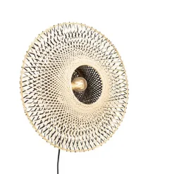 QAZQA Wandleuchten|Wohnzimmerlampen*Orientalische Wandleuchte Rattan 50 cm mit Stecker - Rina