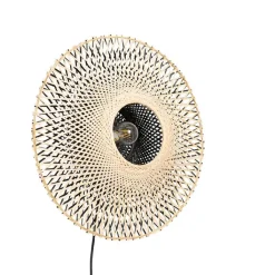QAZQA Wandleuchten|Wohnzimmerlampen*Orientalische Wandleuchte Rattan 50 cm mit Stecker - Rina