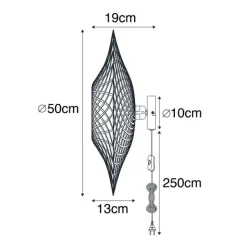 QAZQA Wandleuchten|Wohnzimmerlampen*Orientalische Wandleuchte Rattan 50 cm mit Stecker - Rina