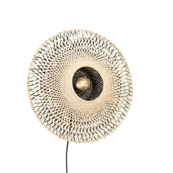 QAZQA Wandleuchten|Wohnzimmerlampen*Orientalische Wandleuchte Rattan 50 cm mit Stecker - Rina