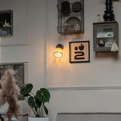 QAZQA Wandstrahler|Wandleuchten*Orientalischer Fleck schwarz mit Bambus und Schalter - Rayan