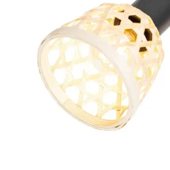 QAZQA Deckenstrahler|Aufbaustrahler*Orientalischer Spot schwarz mit Bambus 3-flammig - Rayan