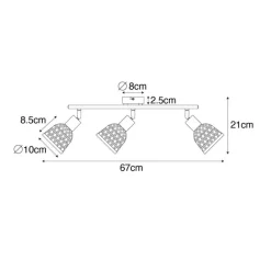 QAZQA Deckenstrahler|Aufbaustrahler*Orientalischer Spot schwarz mit Bambus 3-flammig - Rayan