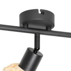 QAZQA Deckenstrahler|Aufbaustrahler*Orientalischer Spot schwarz mit Bambus 3-flammig - Rayan