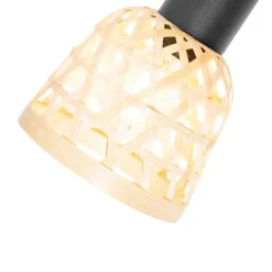 QAZQA Deckenstrahler|Aufbaustrahler*Orientalischer Spot schwarz mit Bambus 2-flammig - Rayan