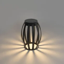 QAZQA Gartenbeleuchtung|Led-Außenleuchten*Outdoor Tischleuchte Schwarz 3-stufig dimmbar Solar und wiederaufladbar - Sheldon