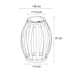 QAZQA Gartenbeleuchtung|Led-Außenleuchten*Outdoor Tischleuchte Schwarz 3-stufig dimmbar Solar und wiederaufladbar - Sheldon