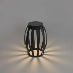 QAZQA Gartenbeleuchtung|Led-Außenleuchten*Outdoor Tischleuchte Schwarz 3-stufig dimmbar Solar und wiederaufladbar - Sheldon