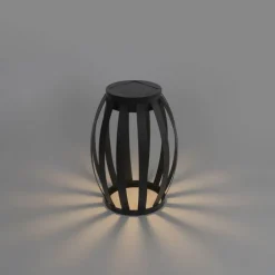 QAZQA Gartenbeleuchtung|Led-Außenleuchten*Outdoor Tischleuchte Schwarz 3-stufig dimmbar Solar und wiederaufladbar - Sheldon