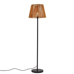 QAZQA Gartenbeleuchtung|Stehlampen Außen*Outdoor-Stehleuchte schwarz mit orangefarbenem Seilschirm IP44 - Virginia Jayla