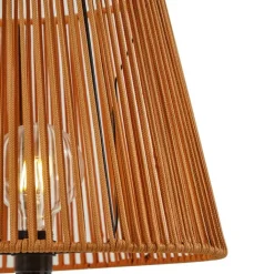 QAZQA Gartenbeleuchtung|Stehlampen Außen*Outdoor-Stehleuchte schwarz mit orangefarbenem Seilschirm IP44 - Virginia Jayla