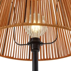 QAZQA Gartenbeleuchtung|Stehlampen Außen*Outdoor-Stehleuchte schwarz mit orangefarbenem Seilschirm IP44 - Virginia Jayla