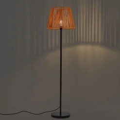 QAZQA Gartenbeleuchtung|Stehlampen Außen*Outdoor-Stehleuchte schwarz mit orangefarbenem Seilschirm IP44 - Virginia Jayla