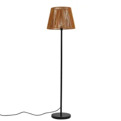 QAZQA Gartenbeleuchtung|Stehlampen Außen*Outdoor-Stehleuchte schwarz mit orangefarbenem Seilschirm IP44 - Virginia Jayla