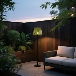 QAZQA Stehlampen Außen|Gartenbeleuchtung*Outdoor-Stehleuchte schwarz mit grünem Seilschirm IP44 - Virginia Jayla