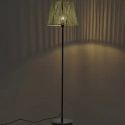 QAZQA Stehlampen Außen|Gartenbeleuchtung*Outdoor-Stehleuchte schwarz mit grünem Seilschirm IP44 - Virginia Jayla