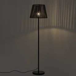 QAZQA Stehlampen Außen|Gartenbeleuchtung*Outdoor-Stehleuchte schwarz mit schwarzem Seilschirm IP44 - Virginia Jayla