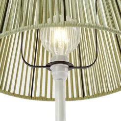 QAZQA Stehlampen Außen|Gartenbeleuchtung*Outdoor-Stehleuchte weiß mit grünem Seilschirm IP44 - Virginia Jayla