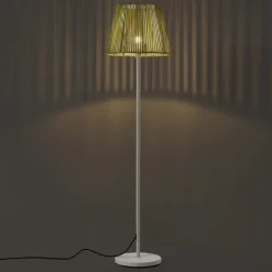 QAZQA Stehlampen Außen|Gartenbeleuchtung*Outdoor-Stehleuchte weiß mit grünem Seilschirm IP44 - Virginia Jayla