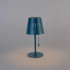 QAZQA Gartenbeleuchtung|Led-Außenleuchten*Outdoor-Tischleuchte blau inkl. LED 3-stufig dimmbar wiederaufladbar und Solar - Ferre
