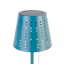 QAZQA Gartenbeleuchtung|Led-Außenleuchten*Outdoor-Tischleuchte blau inkl. LED 3-stufig dimmbar wiederaufladbar und Solar - Ferre