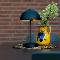 QAZQA Gartenbeleuchtung|Led-Außenleuchten*Outdoor-Tischleuchte Pilz schwarz wiederaufladbar 3-stufig dimmbar - Keira
