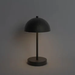 QAZQA Gartenbeleuchtung|Led-Außenleuchten*Outdoor-Tischleuchte Pilz schwarz wiederaufladbar 3-stufig dimmbar - Keira