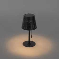 QAZQA Gartenbeleuchtung|Led-Außenleuchten*Outdoor-Tischleuchte schwarz inkl. LED 3-stufig dimmbar wiederaufladbar und Solar - Ferre
