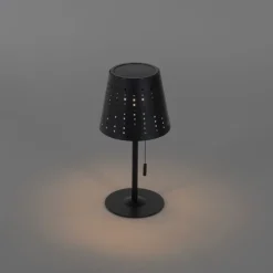 QAZQA Gartenbeleuchtung|Led-Außenleuchten*Outdoor-Tischleuchte schwarz inkl. LED 3-stufig dimmbar wiederaufladbar und Solar - Ferre