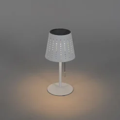 QAZQA Gartenbeleuchtung|Led-Außenleuchten*Outdoor-Tischleuchte weiß inkl. LED 3-stufig dimmbar wiederaufladbar und Solar - Ferre