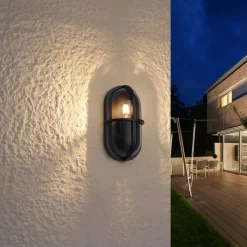 QAZQA Gartenbeleuchtung|Außenwandleuchten*Outdoor-Wandleuchte schwarz oval IP65 - Target