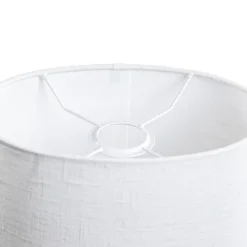 QAZQA Lampenschirme*Ovaler Leuchten-Schirm aus Leinen weiß 25/16/15