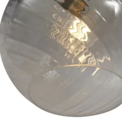 QAZQA Pendelleuchten|Wohnzimmerlampen*Pendelleuchte Bronze mit Rauchbernstein und grünem Glas rund 4-flammig - Bao