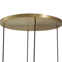 QAZQA Pendelleuchten|Wohnzimmerlampen*Pendelleuchte Bronze mit Rauchbernstein und grünem Glas rund 4-flammig - Bao