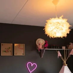 Kinder QAZQA Kinderzimmerlampen|Küchenlampen*Pendelleuchte im Landhausstil weiß mit Federn - Feather