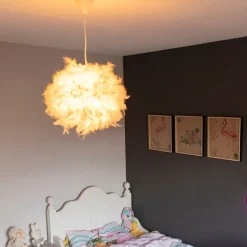 Kinder QAZQA Kinderzimmerlampen|Küchenlampen*Pendelleuchte im Landhausstil weiß mit Federn - Feather