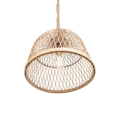 QAZQA Pendelleuchten|Wohnzimmerlampen*Pendelleuchte im Landhausstil Seil mit Rattan - Calamus