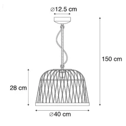 QAZQA Pendelleuchten|Wohnzimmerlampen*Pendelleuchte im Landhausstil Seil mit Rattan - Calamus