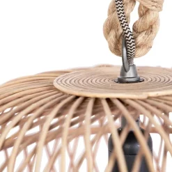 QAZQA Pendelleuchten|Wohnzimmerlampen*Pendelleuchte im Landhausstil Seil mit Rattan - Calamus