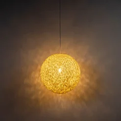 QAZQA Schlafzimmerlampen|Esszimmerlampen*Pendelleuchte im Landhausstil weiße Kugel 45cm - Corda