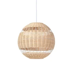 QAZQA Pendelleuchten|Wohnzimmerlampen*Pendelleuchte im Landhausstil weiß mit Rattan - Rattan
