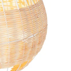 QAZQA Pendelleuchten|Wohnzimmerlampen*Pendelleuchte im Landhausstil weiß mit Rattan - Rattan