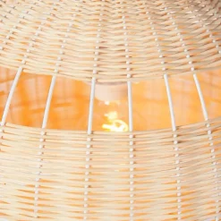 QAZQA Pendelleuchten|Wohnzimmerlampen*Pendelleuchte im Landhausstil weiß mit Rattan - Rattan